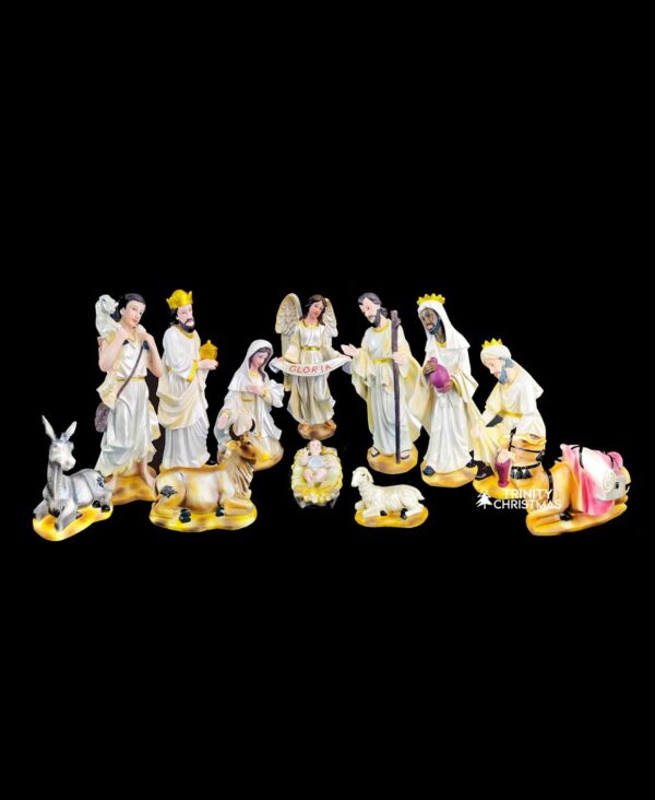 White Christmas Nativity Crib Set of 12 Pieces – 8″ Inches